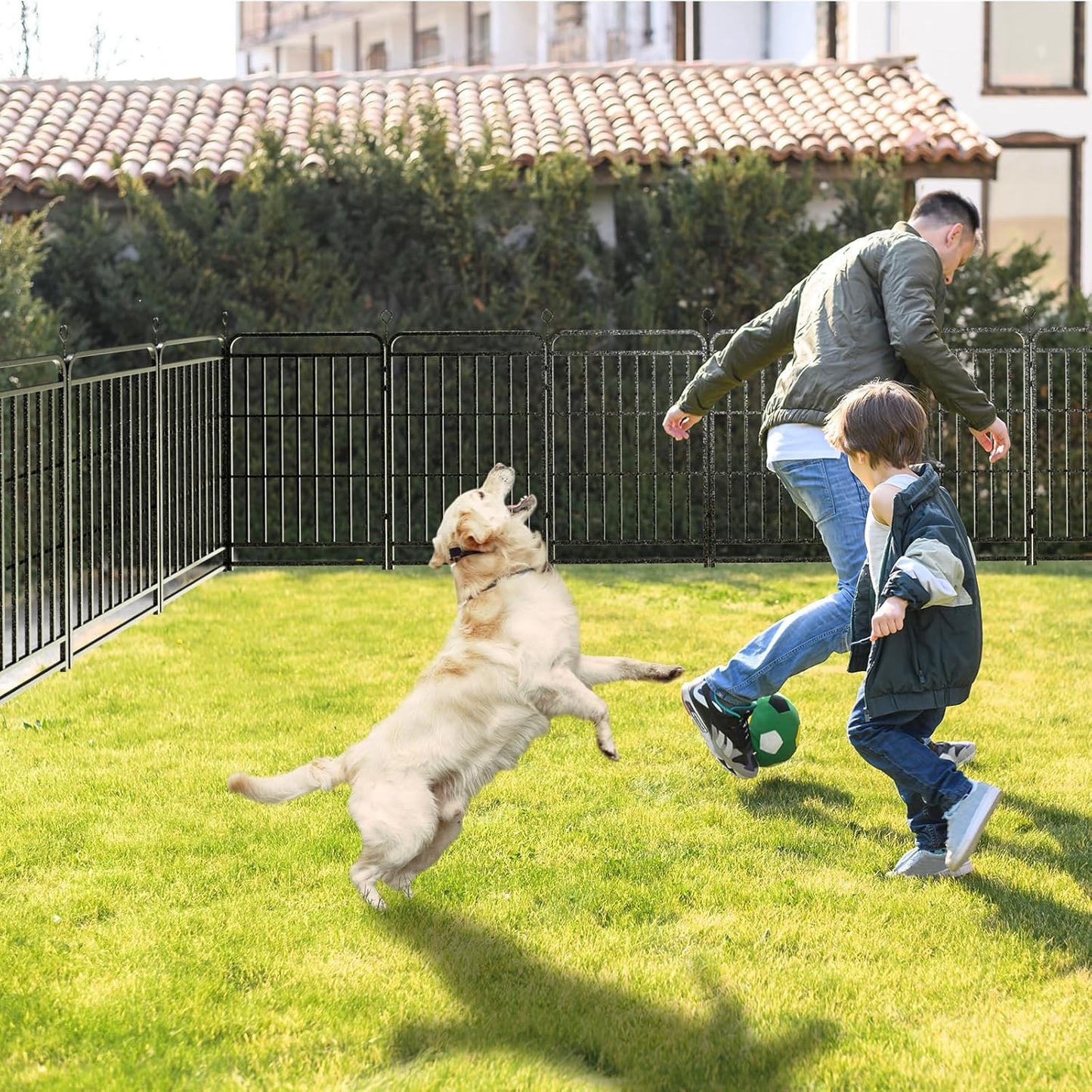 Dog Playpen Outdoor 16 Panels Heavy Duty Dog Fence 47" Height with Thick Pipe Anti-Rust with Doors Portable for RV Camping Yard, Total 36FT, 103 Sq.ft, Snowy Black