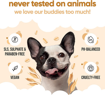 Oatmeal Dog Conditioner (16.90oz) Made with Aloe Vera, Argan Oil & Pro Vitamin B5 to Detangle Matted Coats & Relieve Sensitive & Itchy Skin, Suitable for Puppies from 8 Weeks, Vegan