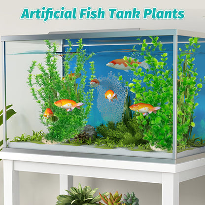 Hamiledyi 23" Tall Aquarium Plastic Plants - 2 Pack Soft Fish Tank Decor, Artificial Green Grass Cluster for Aquariums, Safe Bendable Underwater Plants（Green Style B）