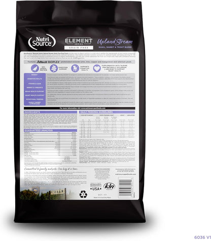 NutriSource Element Series Upland Stream Dry Dog Food, Quail, Rabbit & Trout, 24LB