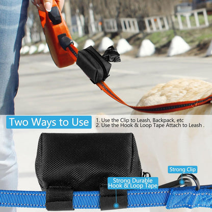 Dog Waste Bag Dispenser Pet Poop Bags Holder for Doggie Waste Bags Dispensers Soft Fabric Zipper Small Doggy Puppy Pouch for Leash Accessory Attachment with Carrier,2PC Pink