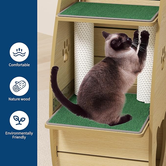 55" Multi-Cat Exercise Wheel with 3-Level Jumper & Scratching Pad - Silent TPE Spinner Activity Center with Rest Area to Prevent Boredom and Obesity in Indoor Cats