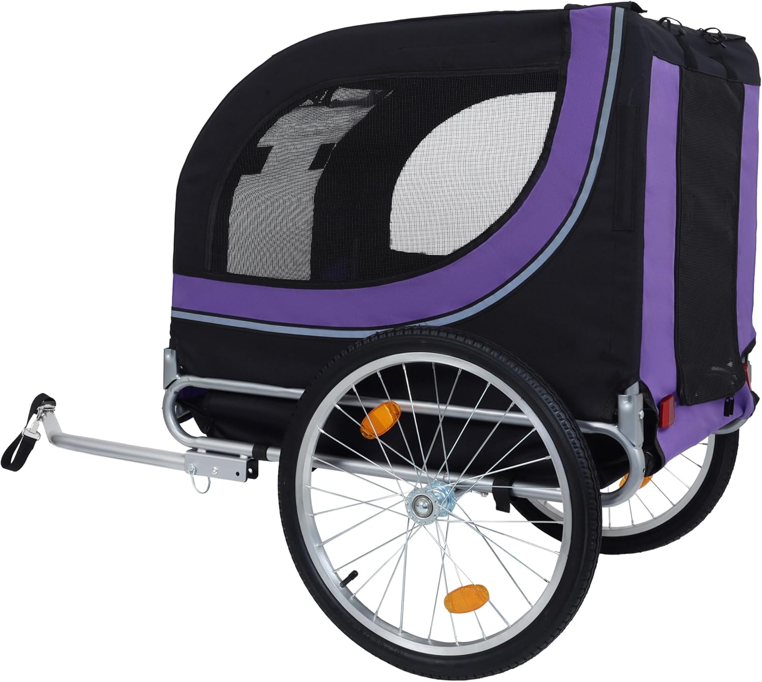 Blue-Grey Large Folding Bike Trailer for Dogs – Heavy-Duty Steel Frame, 66LB Capacity Pet Carrier for All-Terrain Cycling, Jogging & Camping Adventures! - Pawvie