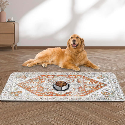 Large Pet Feeding Mat, Bohemia Absorbent Quick Dry Dog Mat for Food and Water Bowl, Non Skid Cat Bowl Mat, No Stains for Pet Water Dispenser Pet Supplies for Messy Drinkers