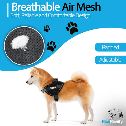 PawPawify Custom No Pull Dog Harness with Name and Phone Number, Heavy Duty Personalized Pet Vest to Prevent Tugging, Pulling, or Choking, Training and Walking (New Black, XXL (85-140 LBS))