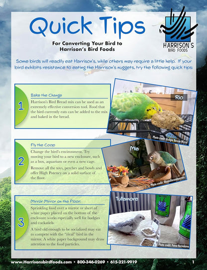 Harrison's Bird Foods High Potency Maximum Nutritional Formula for Small to Medium Birds, Certified Organic Non-GMO Pet Bird Food, Vet-Developed, Suitable for All Life Stages, 454 g/ 1 lb