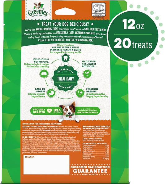 Greenies Petite Dental Dog Treats, Sweet Potato Flavor, 12 oz. Pack (20 Treats)