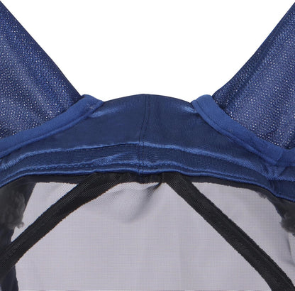 Harrison Howard CareMaster Pro Luminous Horse Fly Mask Large Eye Space Standard with Ears UV Protection for Horse Navy S Pony