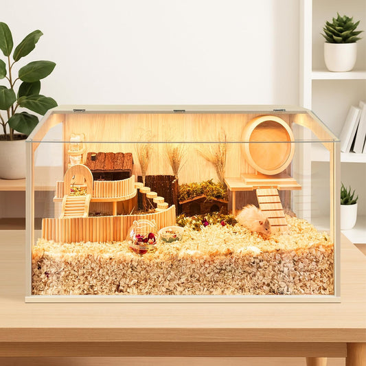 Prolee Hamster Cage Chewproof, Large Hamster Cage Guinea Pig Cages Openable Top with Acrylic Sheets Solid Built, 24"