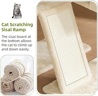 Cat Tree for Indoor Cats, Cat Tower with Scratching Post for Small Cats and Kittens, Cat House with Removable Top Platform and Fluffy Balls, Hanging Cat Basket, Beige GCT006SM