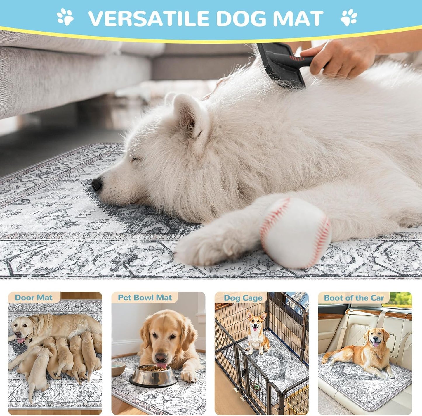 Lahome Super Absorbent & Leakproof Washable Dog Pee Pads - 2 Pack Value Set - Waterproof, Non-Slip Reusable Pads for Puppy Training, Crates & Whelping (24"x24", Gray)