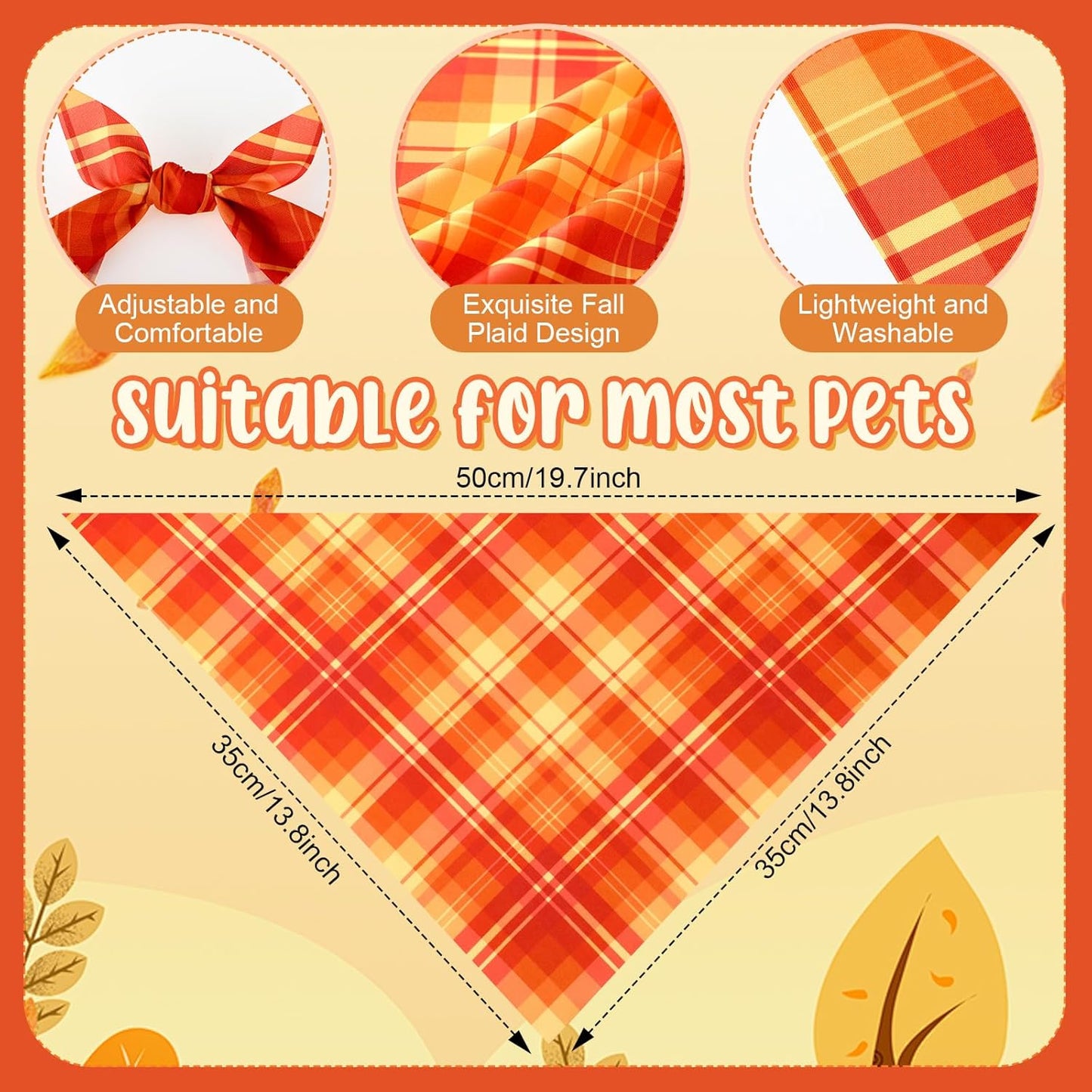 Abbylike 50 Pcs Fall Plaid Dog Bandanas Bulk Thanksgiving Bandanas for Dogs Triangle Kerchief Bib Scarf for Pets Autumn Costume Photo Props Accessories Pet Shops, 25 Styles (19.7 x 13.8 x 13.8)
