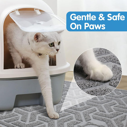 UPSKY Cat Litter Mat - Soft on Kitty Paws, Large Trapping Mat 35" x 24" for Scatter Control, Waterproof Extra Large Box Carpet