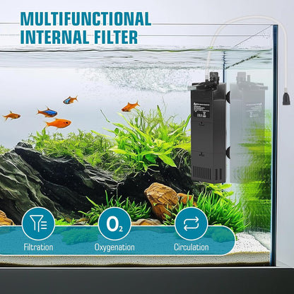 AQQA Aquarium Filter for 30-80 Gallon Fish Tank Powerful Submersible Pumps & Filters with Bio Filtration for Crystal Clear Tank (5W,135GPH)