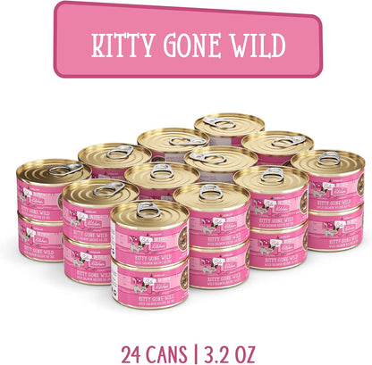Weruva Cats in The Kitchen, Kitty Gone Wild with Wild Salmon Au Jus Cat Food, 3.2oz Can (Pack of 24)