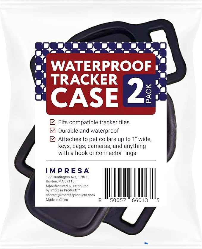 Impresa 2-Pack Waterproof Silicone Dog Collar Tracker Case - Durable Pet Tile Tracker Holder for Small, Medium & Large Dogs - Secure, Weatherproof Design Fits Most Collars for GPS Tracking & Safety