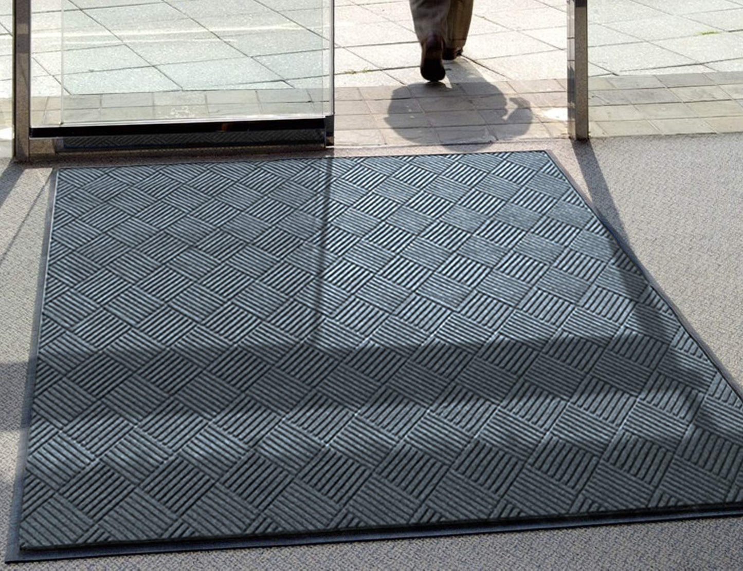 M+A Matting WaterHog Diamond | Commercial-Grade Entrance Mat with Rubber Border – Indoor/Outdoor, Quick Drying, Stain Resistant Door Mat (Bluestone, 4' x 8')