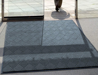 M+A Matting WaterHog Diamond | Commercial-Grade Entrance Mat with Rubber Border – Indoor/Outdoor, Quick Drying, Stain Resistant Door Mat (Bluestone, 6' x 6')