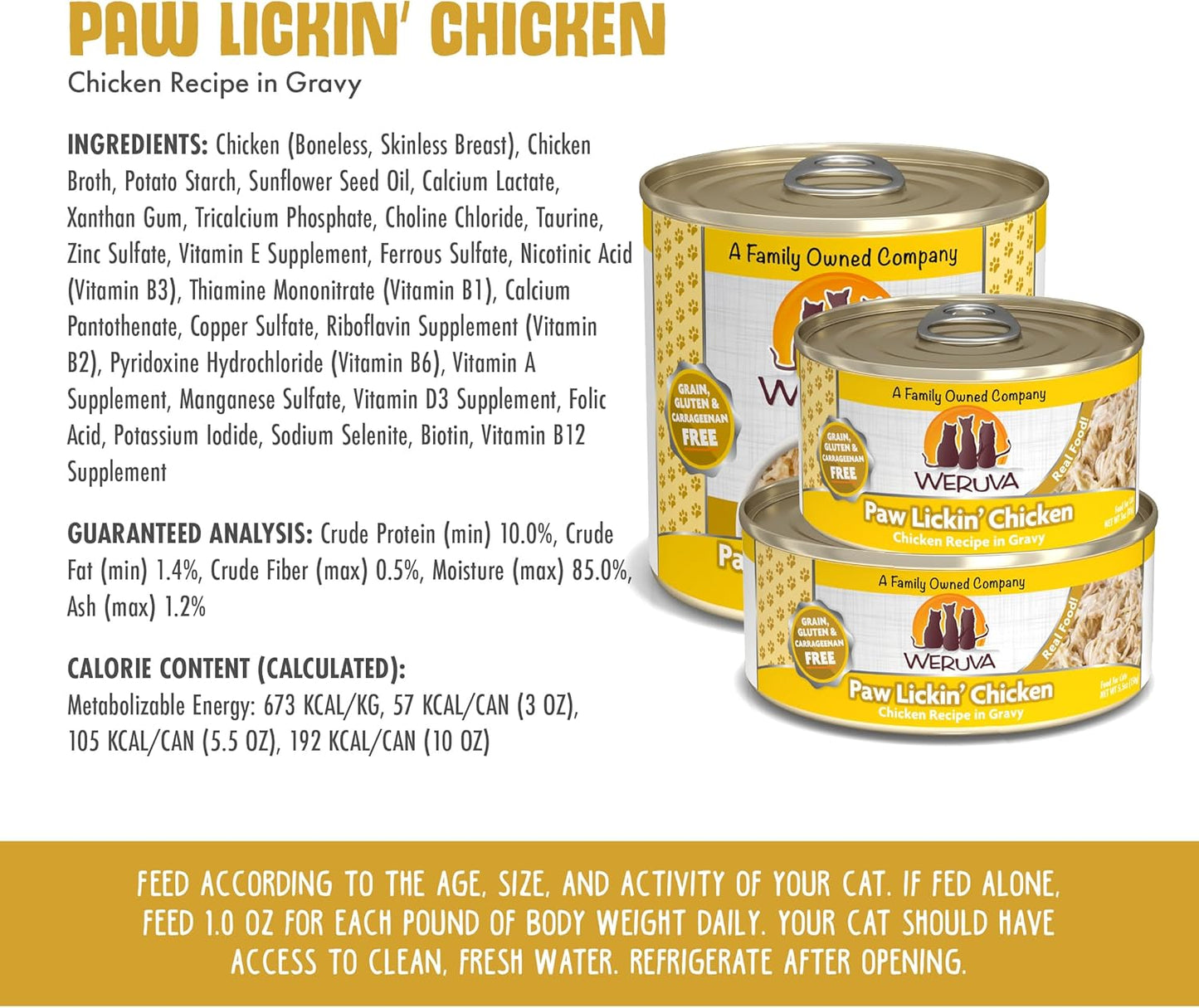 Weruva Classic Cat Food, Paw Lickin’ Chicken with Chicken Breast in Gravy, 5.5oz Can (Pack of 24)