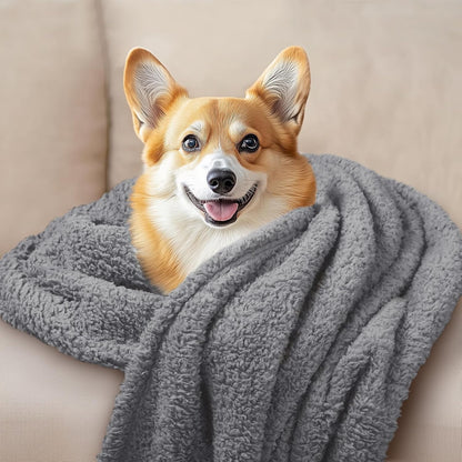 Luciphia 1 Pack 3 Calming Dog Blanket Fluffy Premium Fleece Pet Blankets Soft Sherpa Throw for Dogs Puppy Cat Grey/Beige/HazeBlue Large (41" x31")