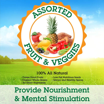 Parrot Food - Parakeet & Cockatiel Food - Cooks in 3-15 min w/Natural & Organic Grains, Legumes, Non-GMO Fruits, Vegetables & Healthy Spices