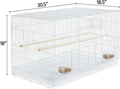 Yaheetech 30-inch Stackable Flight Bird Cages for Parakeets Cockatiels Conures Finches Budgies Lovebirds Canaries Small Birds Parrots Birdcage, White