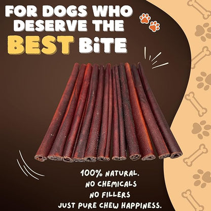 Woofley's 12 Inch Beef Collagen Sticks for Dogs (8 Count) Bully Stick Rawhide Alternative Dog Chews No Hide Bones for Medium & Large Dogs