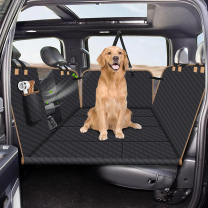 Dog Car Seat Cover for Back Seat, Dog Car Bed Cover with Strong Hard Bottom, Car Back Seat Extender Hammock for Car SUV Truck,4 Panels Black Large Size - Pawvie