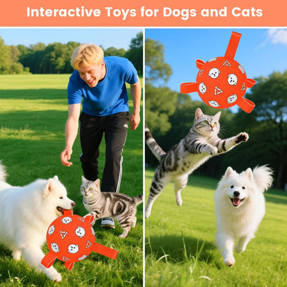 Dog Balls Toy, Durable Soccer Ball with Straps, Interactive Dog Toys, Water Fetch Ball for Tug of War, Herding, Dog Toys to Keep Them Busy – Dog Birthday Gift for Medium Large, 8 Inch