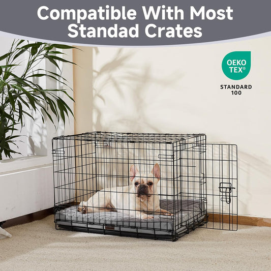 OhGeni Orthopedic Waterproof & Machine Washable Dog Bed for Small Medium Pets, Suitable for Crates, Cat Mat with 25D Egg Crate Foam, Removable Cover & Invisible Zipper, 30 Inches(Gray)