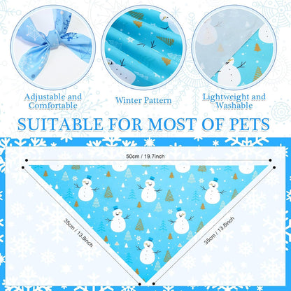 Abbylike 50 Pcs Winter Dog Bandanas Bulk Blue Snowflake Dog Bandanas for Pets Triangle Kerchief Scarf Bibs for Winter Pets Cats Party Costume Photo Props Accessories Pet Shops (19.7 x 13.8 x 13.8)