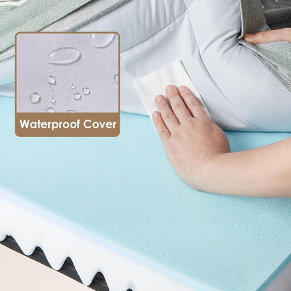 EHEYCIGA Orthopedic Dog Bed for Medium Dogs, Waterproof Memory Foam Medium Dog Beds with Sides, Non-Slip Bottom and Egg-Crate Foam Pet Couch Bed with Washable Removable Cover, Greyish Green