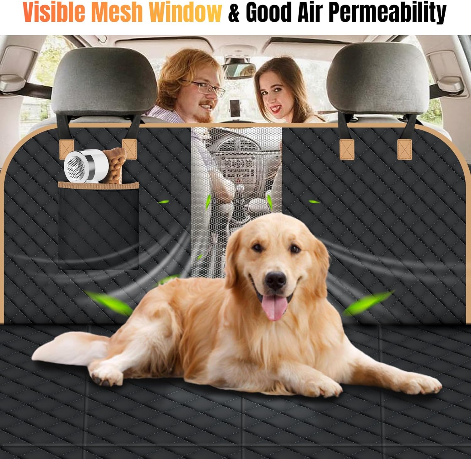 Dog Car Seat Cover for Back Seat, Dog Car Bed Cover with Strong Hard Bottom, Car Back Seat Extender Hammock for Car SUV Truck,4 Panels Black Large Size - Pawvie
