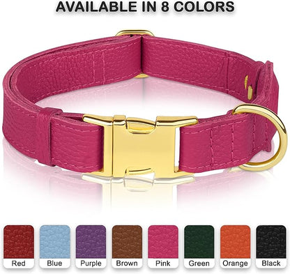 Leather Airtag Dog Collar - Soft Tracking Dog Collar with Apple AirTag Holder and Metal Buckle - Safety GPS Pet Collars for Small Medium Large Dogs Puppy Pink Red (Pink, M, 14"-18" Neck Fit)