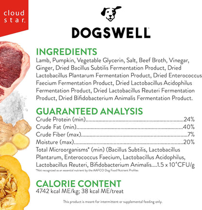 DOGSWELL Gut Health Mini Jerky Functional Dog Treats, Lamb 4 oz. Bag