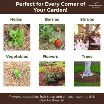 Premium Organic Wood Mulch for Gardens, Landscaping, Potted Plants, and Vegetable Gardens (2 CF - 56 L - 59 QTS)
