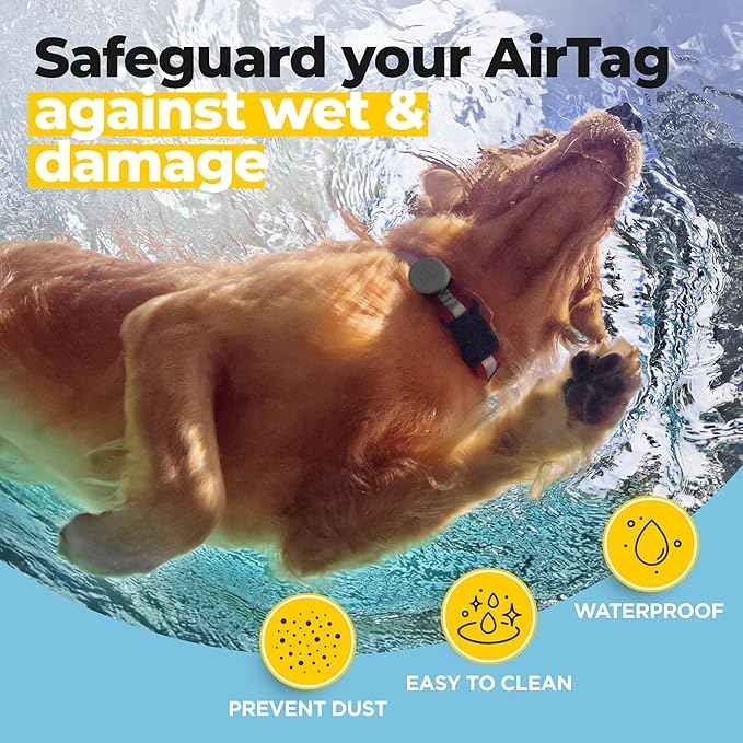 3-Pack Waterproof Airtag Holder Dog Collar - Soft Silicone, Durable, Lightweight, Tear Resistance Holder - Fits Most Collars