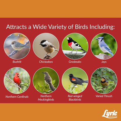 Lyric Cardinal Wild Bird Seed - Sunflower & Safflower Premium Bird Food Mix for Cardinals, Grosbeaks & Blue Jays - 18 lb bag