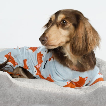 Fitwarm Funny Fox Dog Pajamas, Warm Dog Onesie, Dog Clothes for Small Dogs Girl Boy, Lightweight Velvet, Pet Outfit, Gray, Orange, Medium