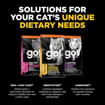 Go! Solutions Sensitivities Limited Ingredient, Grain-Free Dry Cat Food, Duck Recipe for Sensitive Stomach, 16 lb Bag