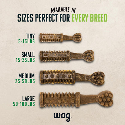 Amazon Brand - Wag Dental Dog Treats to Help Clean Teeth & Freshen Breath - Small, Unflavored, 2.25 pounds, 60 Count (Pack of 1)