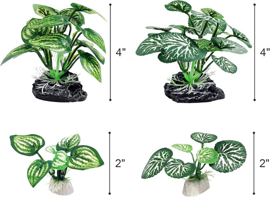4PCS Aquarium Plants Betta Fish Tank Decorations Small Size Soft Faux Silk Aquarium for Hiding Fish Reptil