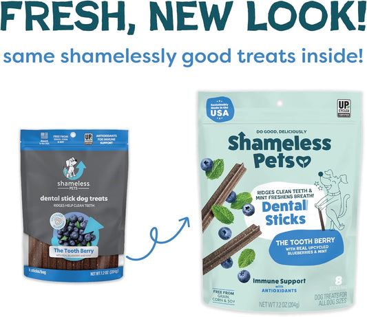 Shameless Pets Dental Treats for Dogs, Variety (3-Pack) - Healthy Sticks for Teeth Cleaning & Fresh Breath - Dog Bones Dental Chews Free from Grain, Corn & Soy