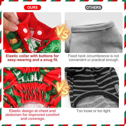 BEAUTYZOO Dog Christmas Pajamas Medium Sized Dog, Christmas Doggie Pajamas for Boys Girls, Soft Fleece Cotton Puppy Pjs Jammies Onesies for Men Women, Pet Jumpsuit Body Suit Apparel Clothes, Red M