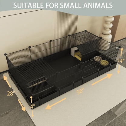 Xymoso DIY Guinea Pig Cages with Waterproof Canvas Bottom,16 Panels Small Animal Cage Pet Playpen with Door for Bunny Turtle Hedgehog,Indoor Metal Wire Yard Fence Outdoor