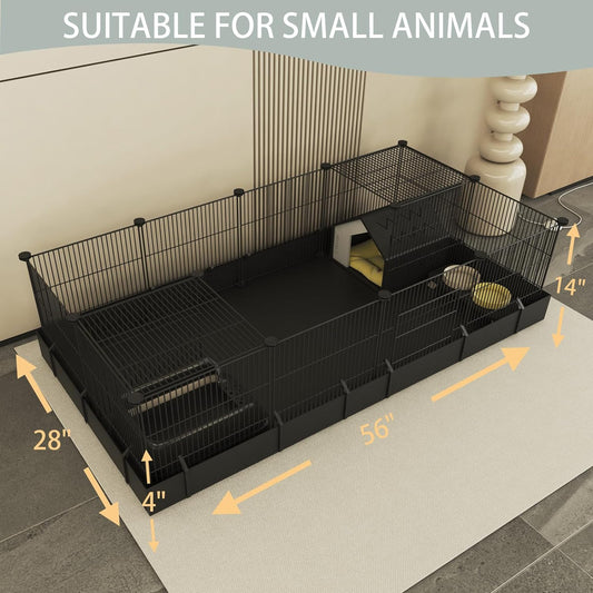 Xymoso DIY Guinea Pig Cages with Waterproof Canvas Bottom,16 Panels Small Animal Cage Pet Playpen with Door for Bunny Turtle Hedgehog,Indoor Metal Wire Yard Fence Outdoor