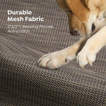 Veehoo Original Outdoor Elevated Dog Bed, Cooling Raised Dog Cot for Medium Dogs, Portable Standing Pet Hammock Platform with Washable Breathable Mesh, No-Slip Feet, Medium, Brown, CWC2201