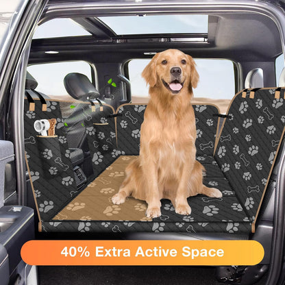 Dog Car Seat Cover for Back Seat, Larger Dog Car Bed Cover with Strong Bottom, Car Back Seat Extender Hammock for Full Size Truck/SUV Black 8 Panels Black Foot Print - Pawvie