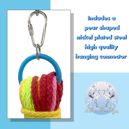 1351 Large Cotton Lace Chewer Bird Toy – Colorful Shredding and Foraging Toy for Parrots, Conures, Cockatiels, and Macaws – Safe and Durable Hanging Bird Toy – Natural Cotton Colorful Rope