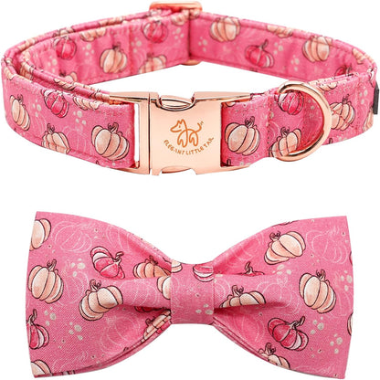 Elegant Little Tail Dog Collar with Bow, Adjustable Halloween Pumpkin Bowtie Collar for Small to Large Dogs